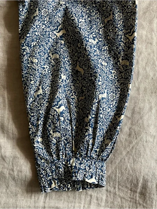 DÔEN Leda Dress in Cream Blue Prancing Fawn Floral - Size XS - Picture 9 of 12